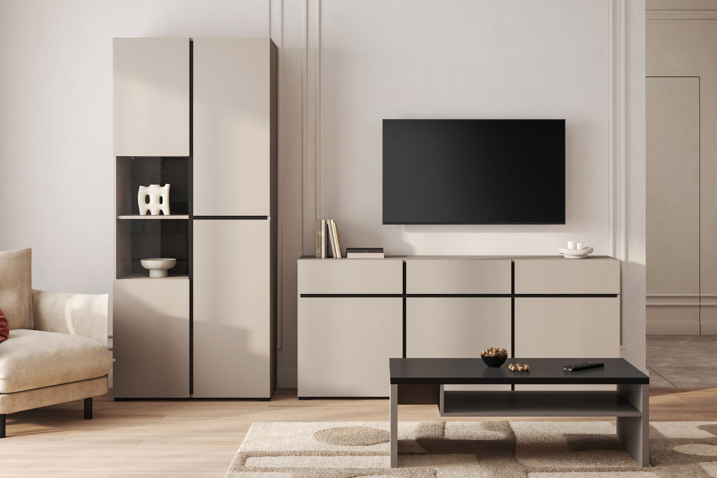 Kumode Krosit kolekcija 119/139/40 cm congo/melns - N1 Home