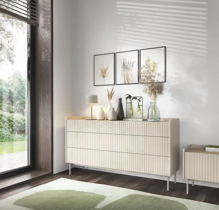 Kumode Leve 153/82/38 cm bēšš/skandi ozols - N1 Home