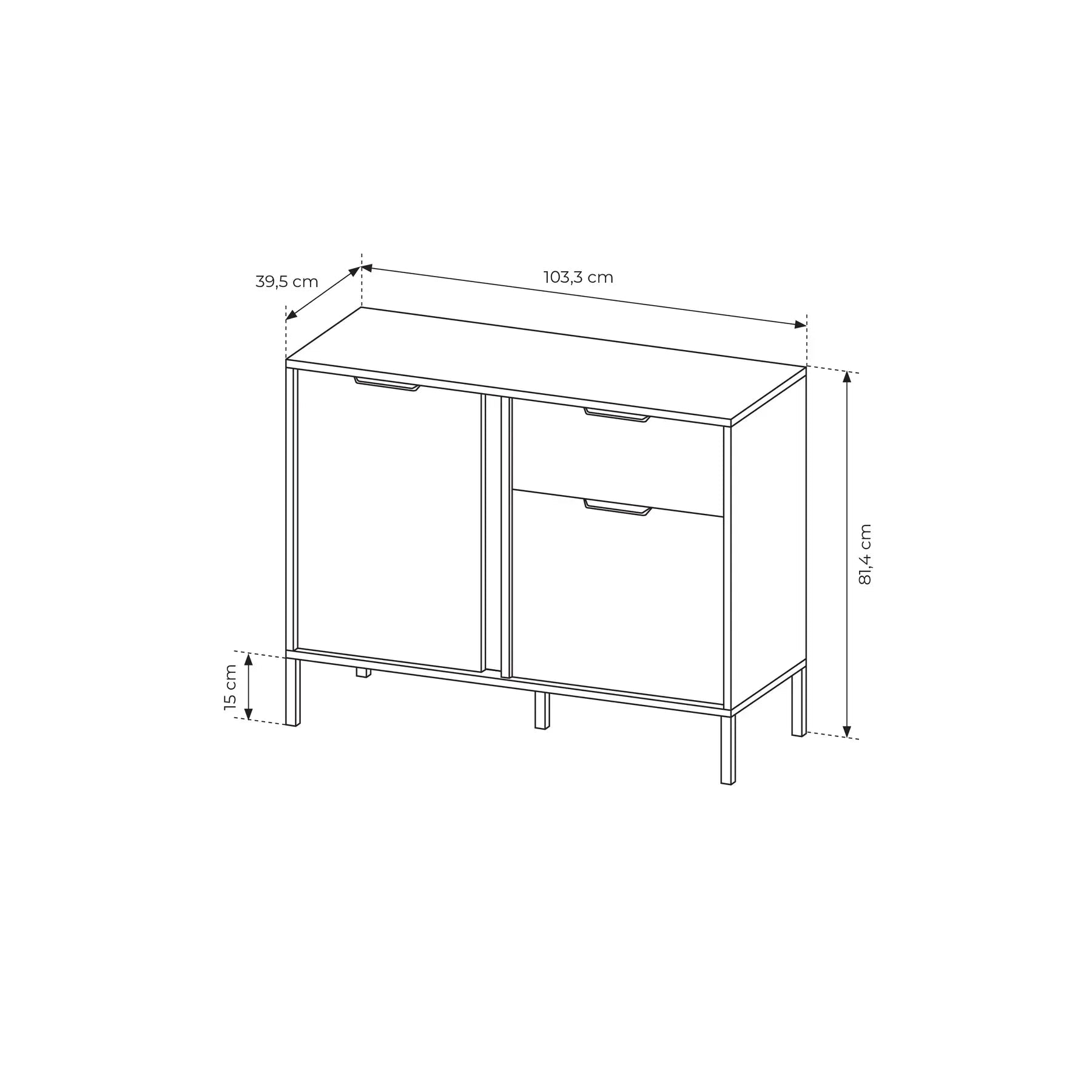 Kumode Larsi 103/81/39 cm melns - N1 Home