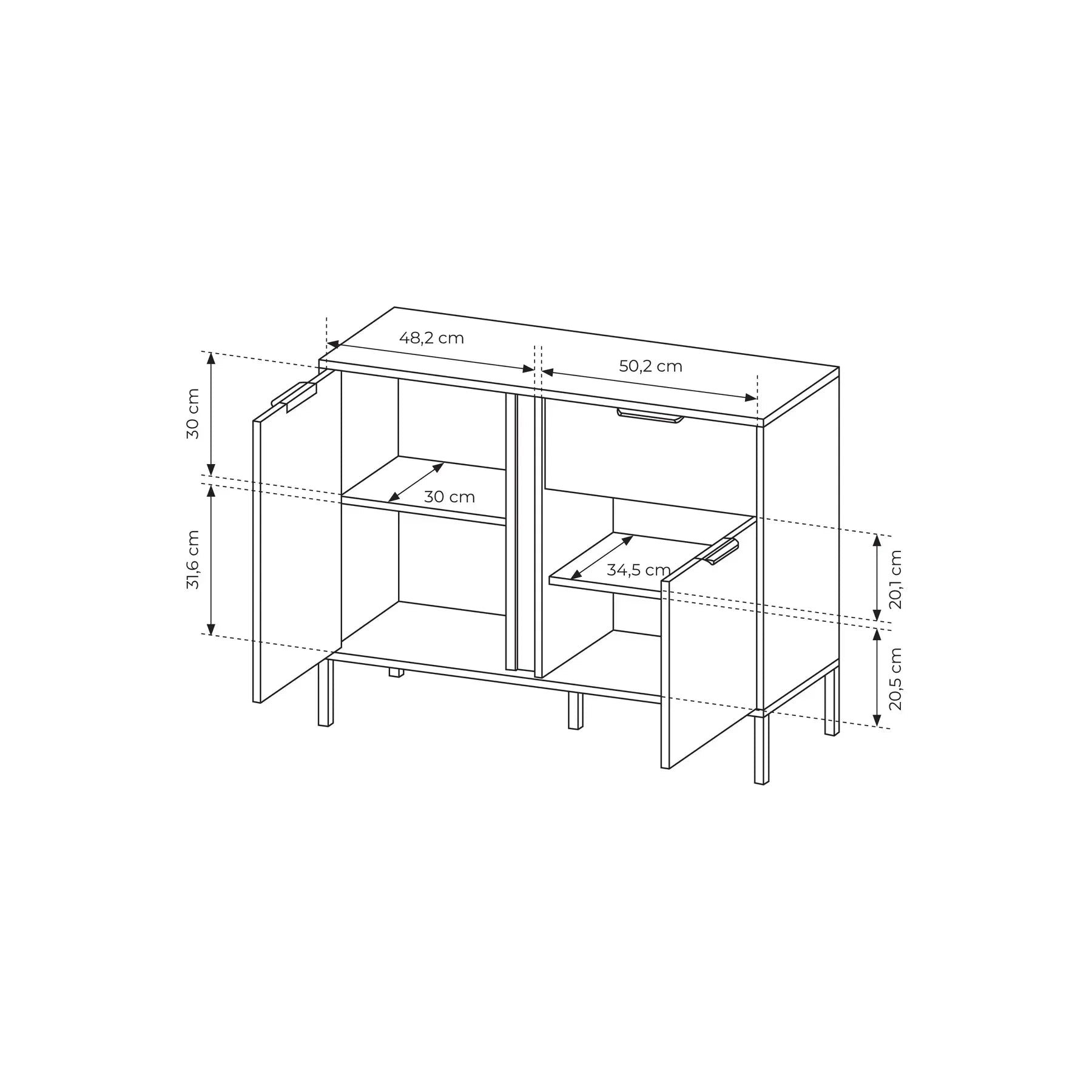 Kumode Larsi 103/81/39 cm melns - N1 Home