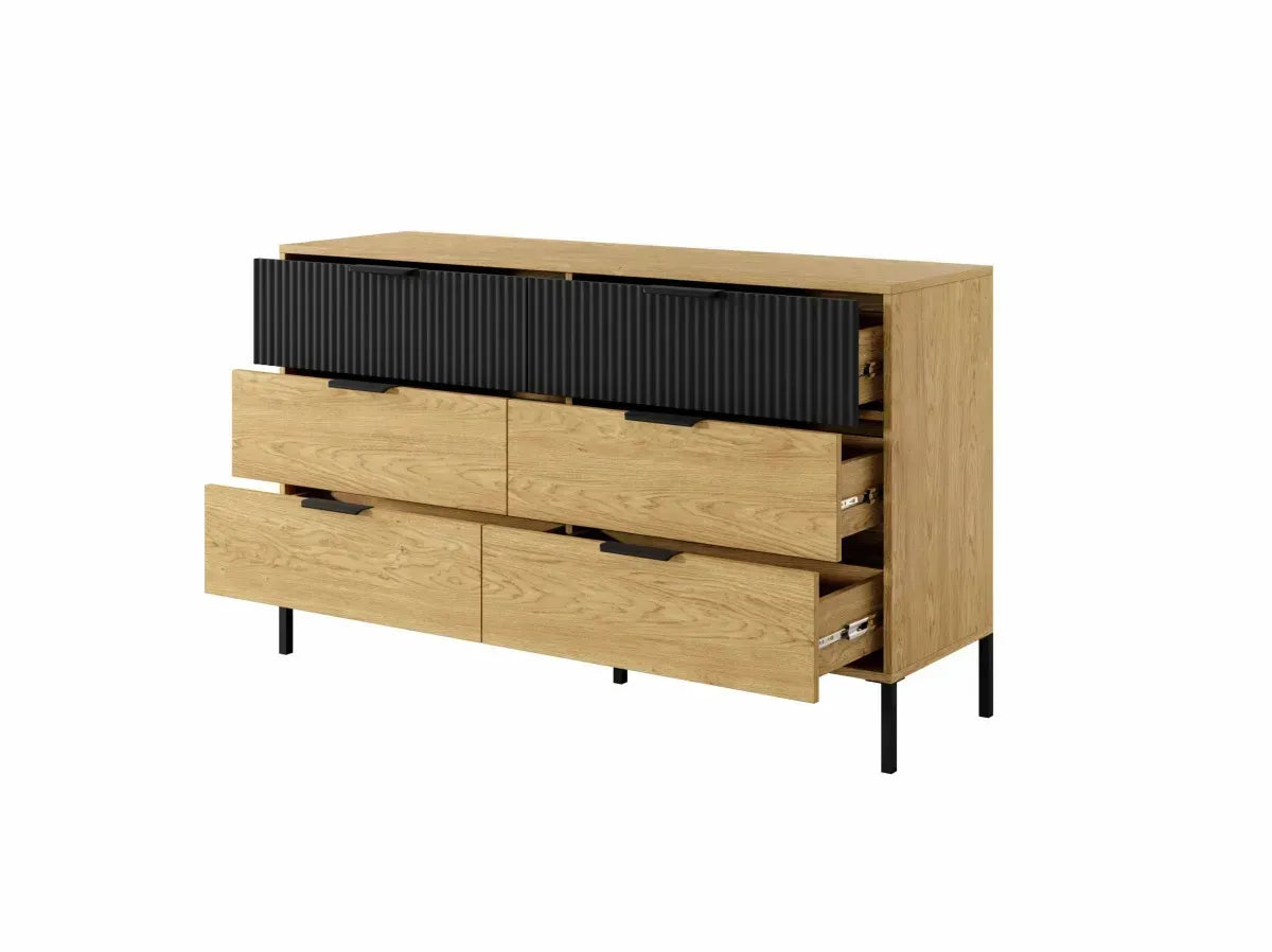 Kumode Balta 137/81/39 cm baltik ozols/melns - N1 Home