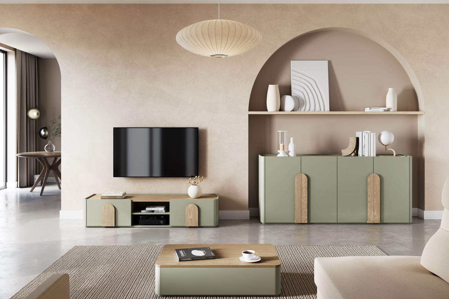 Kumode Amil 200/89/48 cm Eikalipts / Baltijas kāpu ozols / Dabīgais ozols - N1 Home