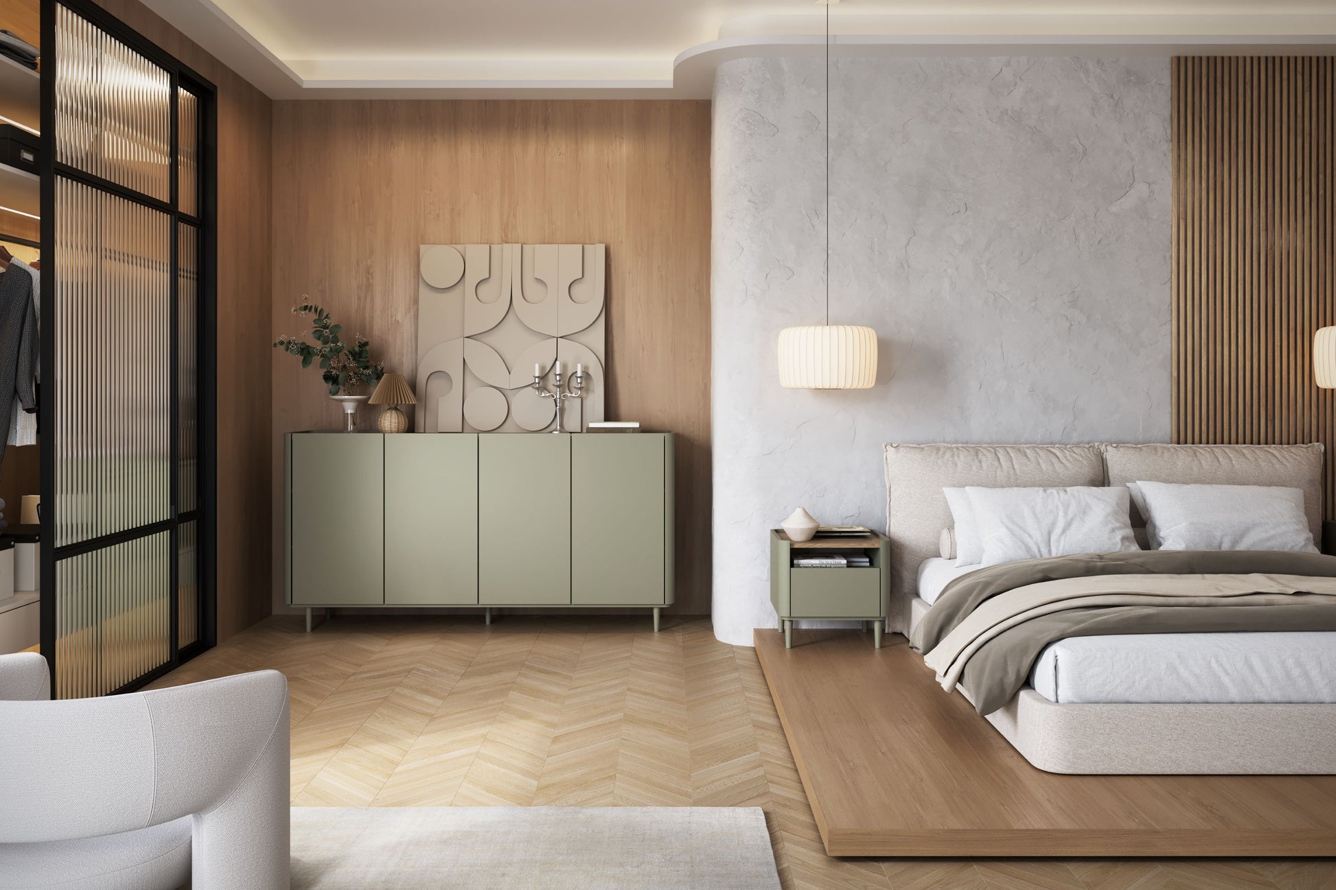 Kumode Elva 200/102/48 cm Eikalipts / Baltijas kāpu ozols - N1 Home