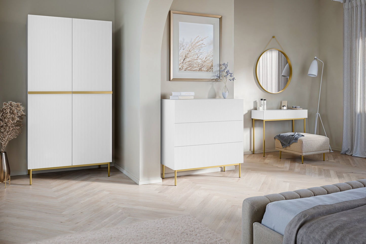 Kumode Austin 100/105/45 cm balts/zelts - N1 Home