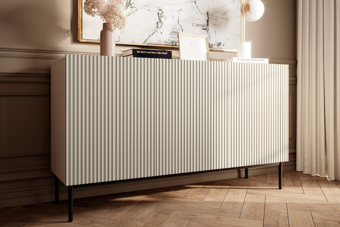 Kumode AUSTIN 150/85/45 cm kašmirs/melns kājas - N1 Home