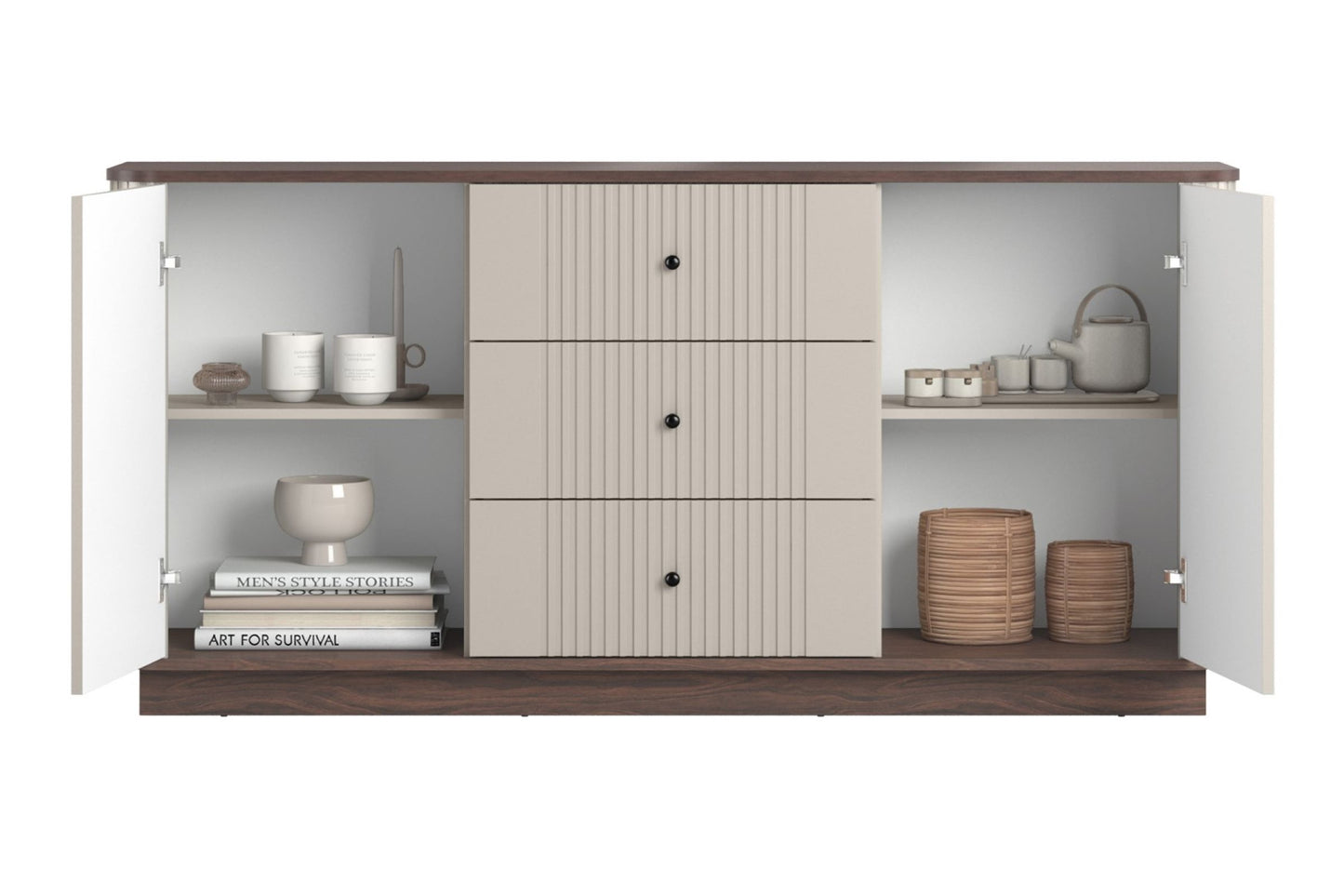 Kumode Vespa 160/77/38/ cm kašmirs/rieksts/melns - N1 Home