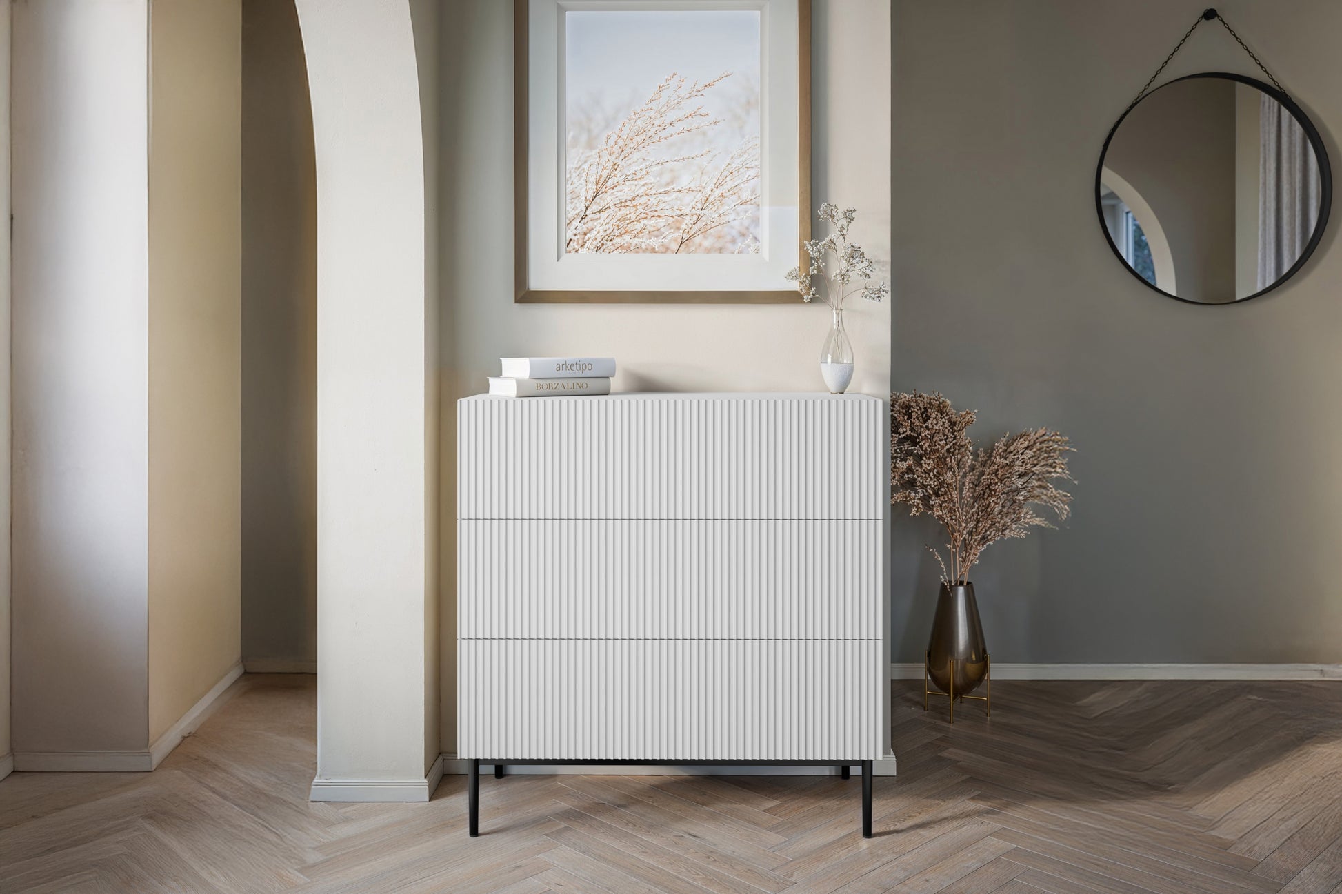 Kumode Austin 100/105/45 cm balts/melns - N1 Home