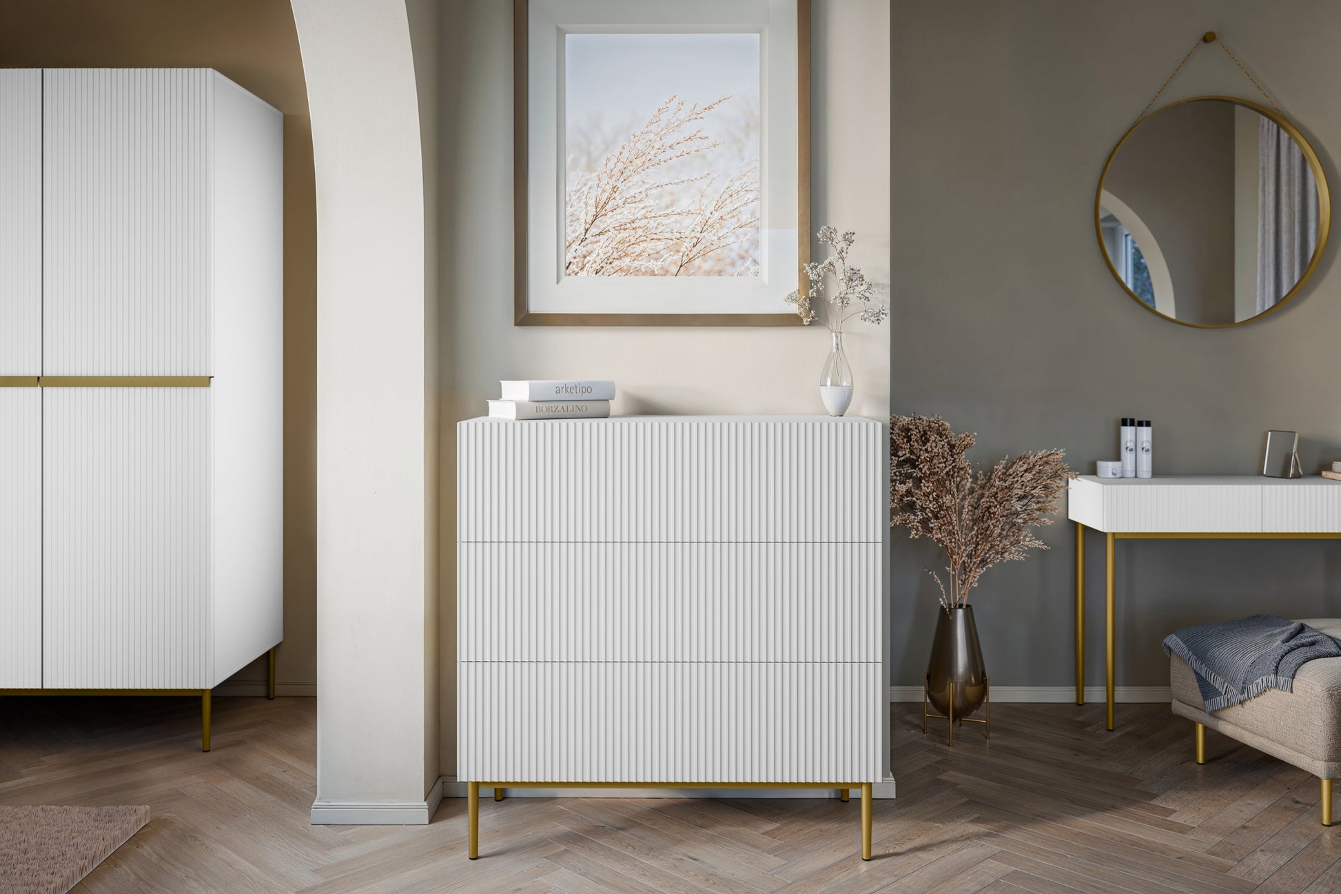 Kumode Austin 100/105/45 cm balts/zelts - N1 Home