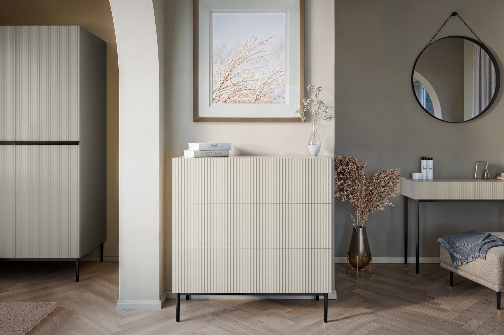 Kumode Austin 100/105/45 cm kašmirs/melns - N1 Home