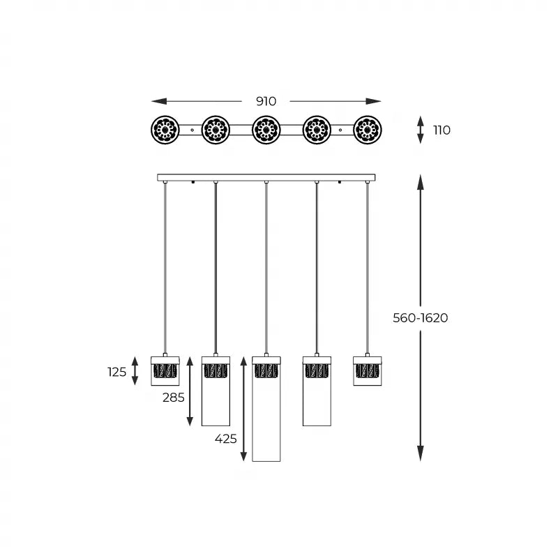 Piekaramā lampa Gemma 56/91/11 cm zelts