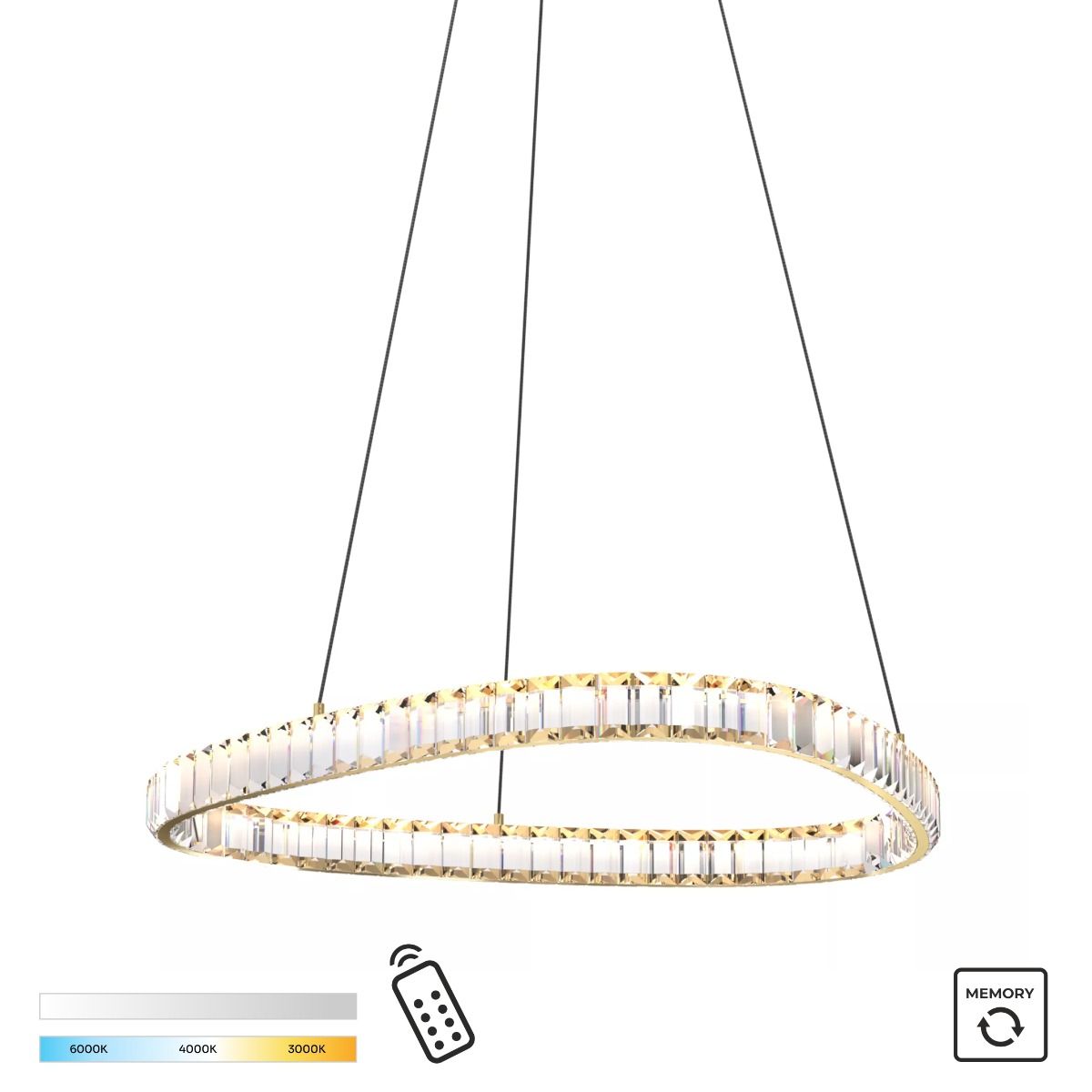 Piekaramā lampa Athena 150/60/60 cm zelts