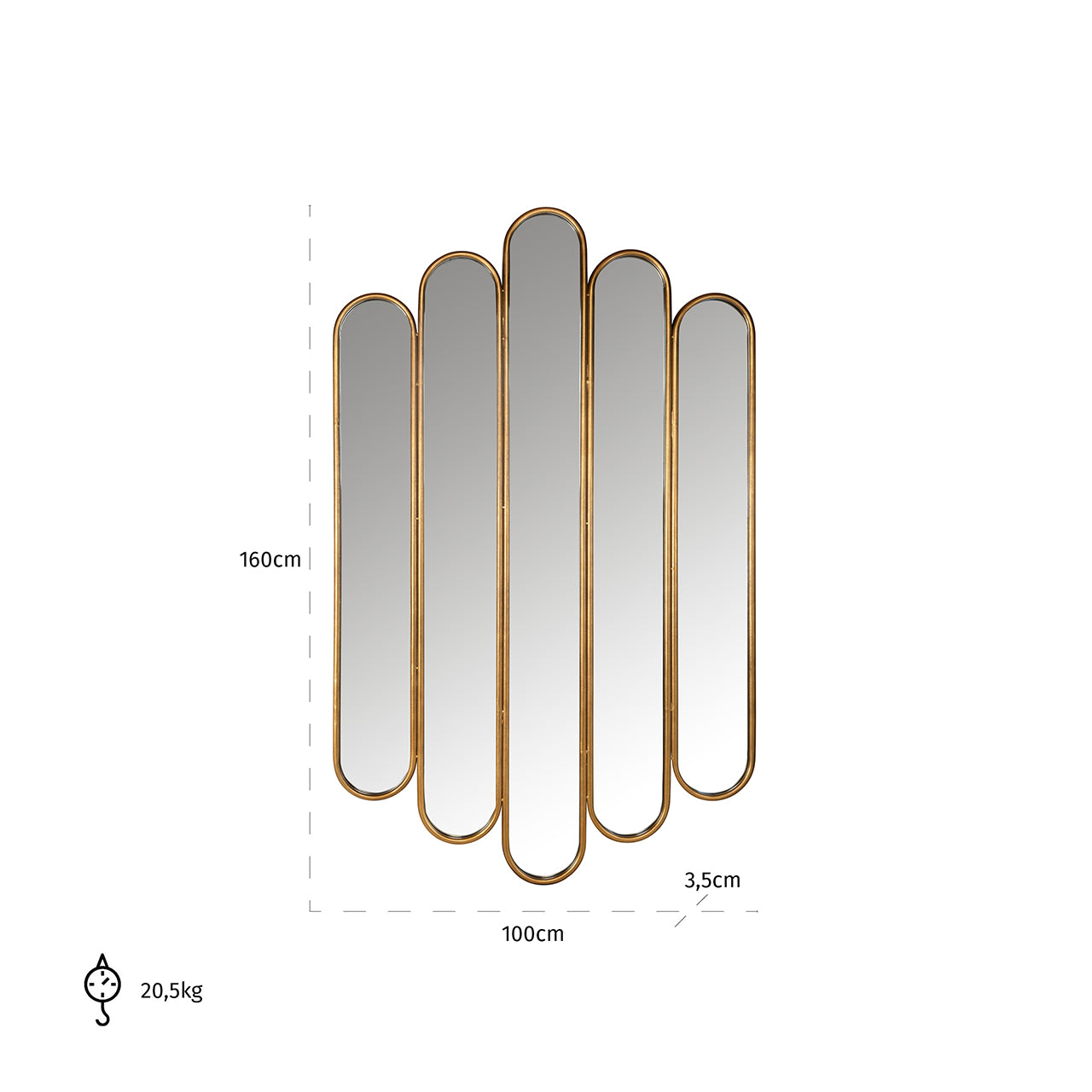 Spogulis Richmond Interiors Chelsey 160/100/3,5 cm  zelts - N1 Home