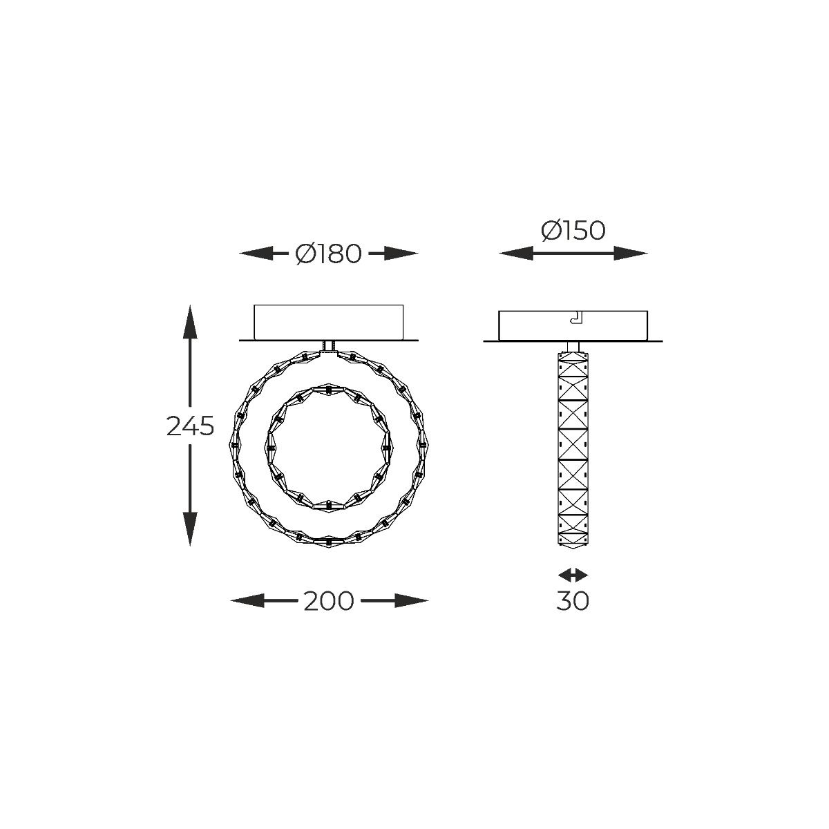 Piekaram lampa Graff 20/24/18 cm zelts