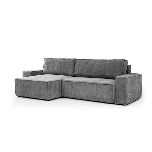 Dīvāns FIBI M  kreisais stūris 283/90-77/144 cm pelēks - N1 Home