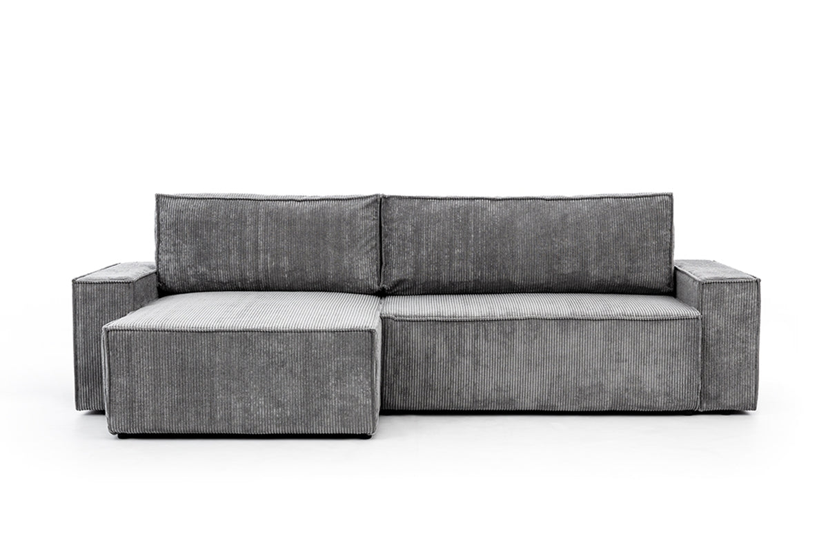 Dīvāns FIBI M  kreisais stūris 283/90-77/144 cm pelēks - N1 Home