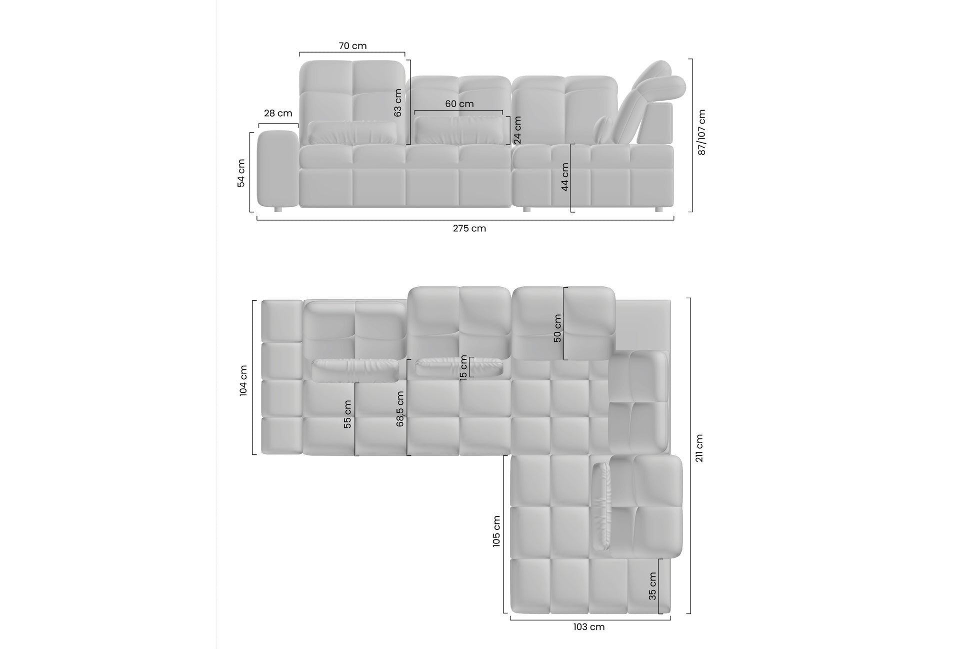 Dīvāms Marseille L 212/95/98 cm Solar 03 - N1 Home