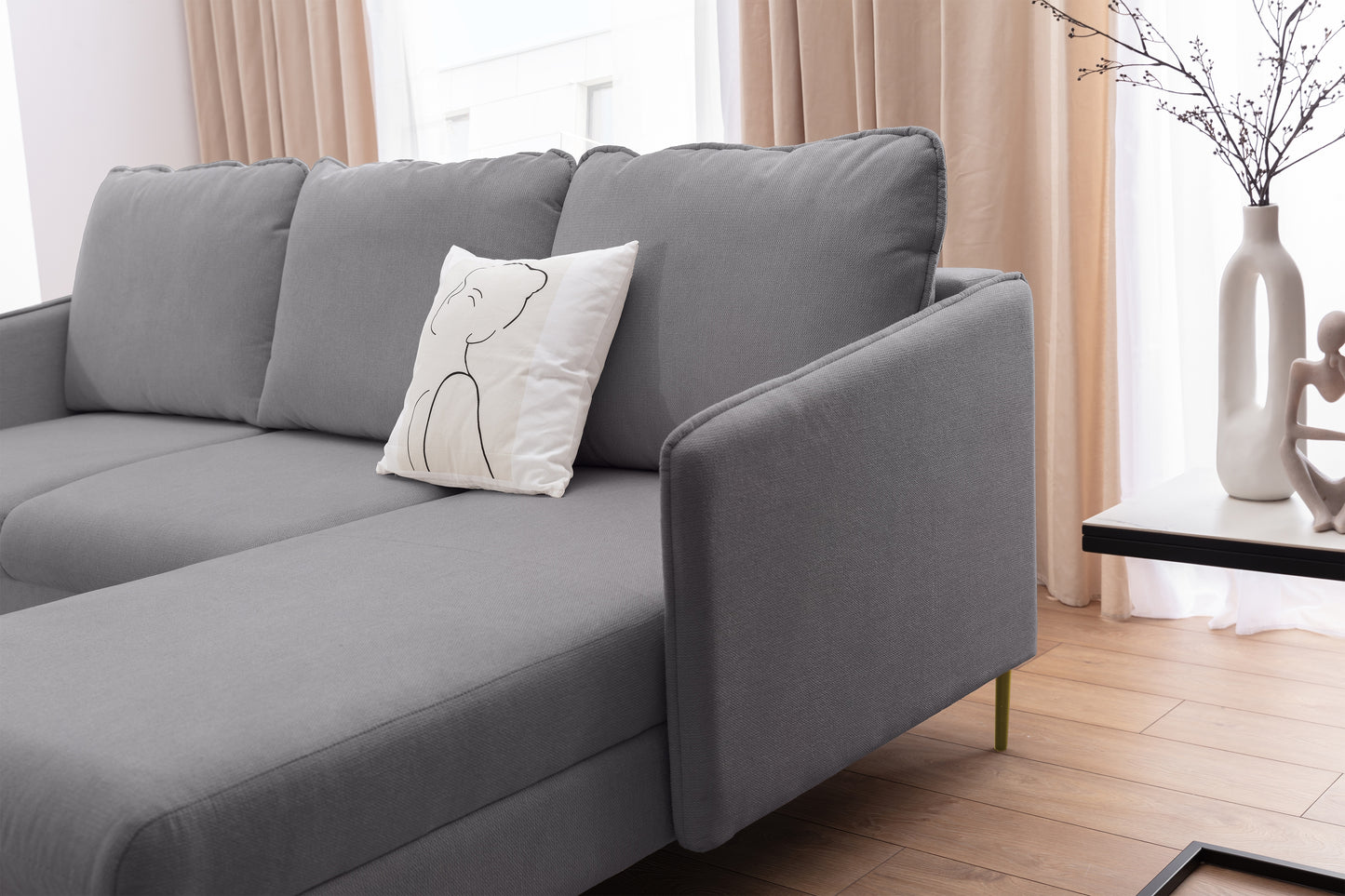 Dīvāns Tai 222/95/161 cm Loft 19/zelts kājas - N1 Home