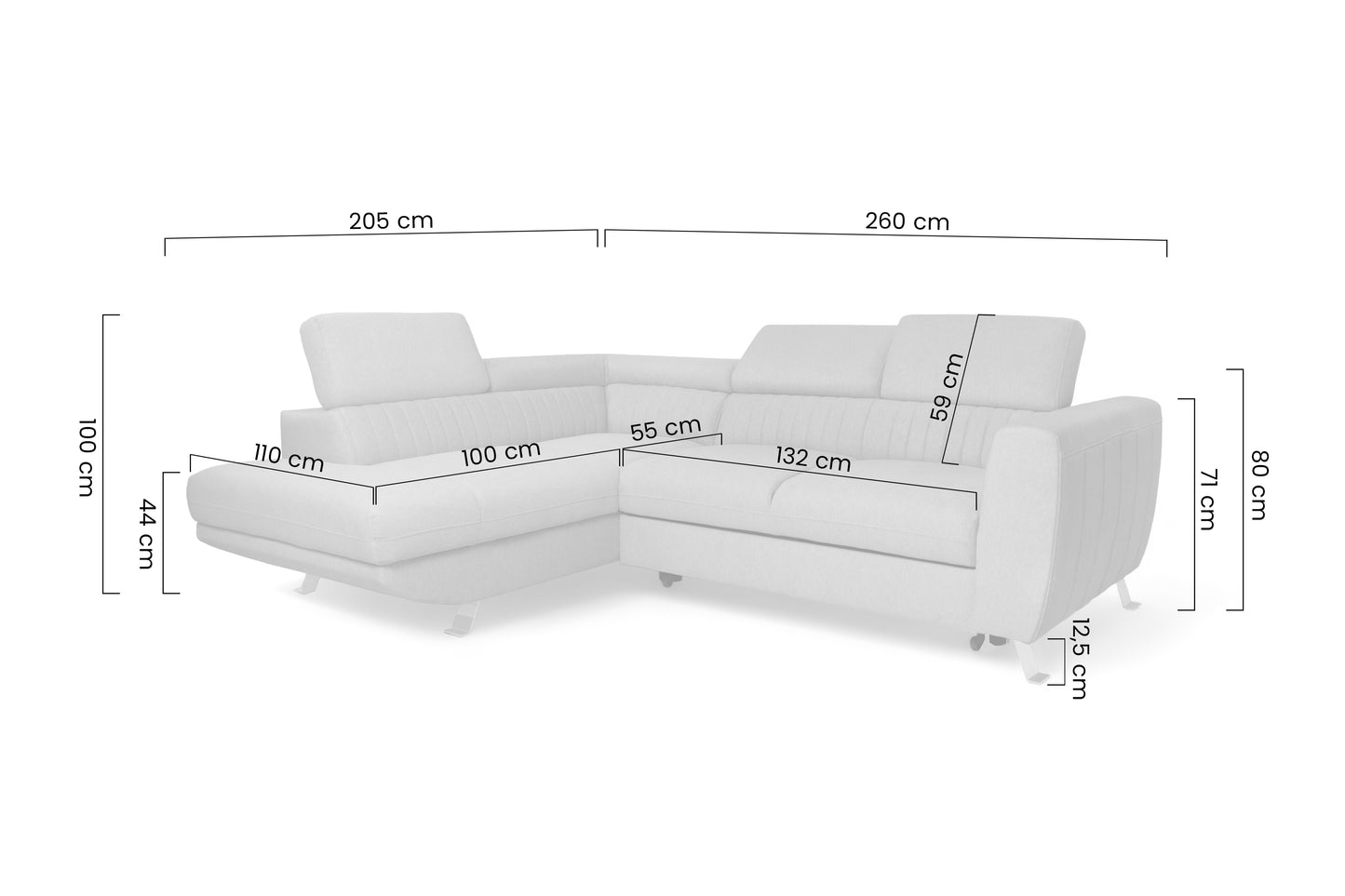 Dīvāns Zelub 270/110/205 cm Castel 15 - N1 Home