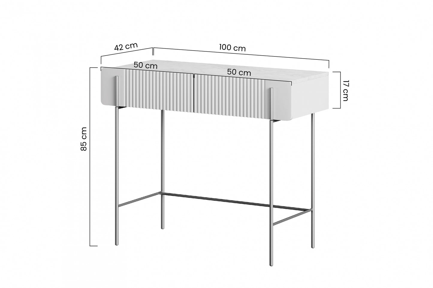 Konsole Dersi 100/85/42 cm kašmirs/zelts