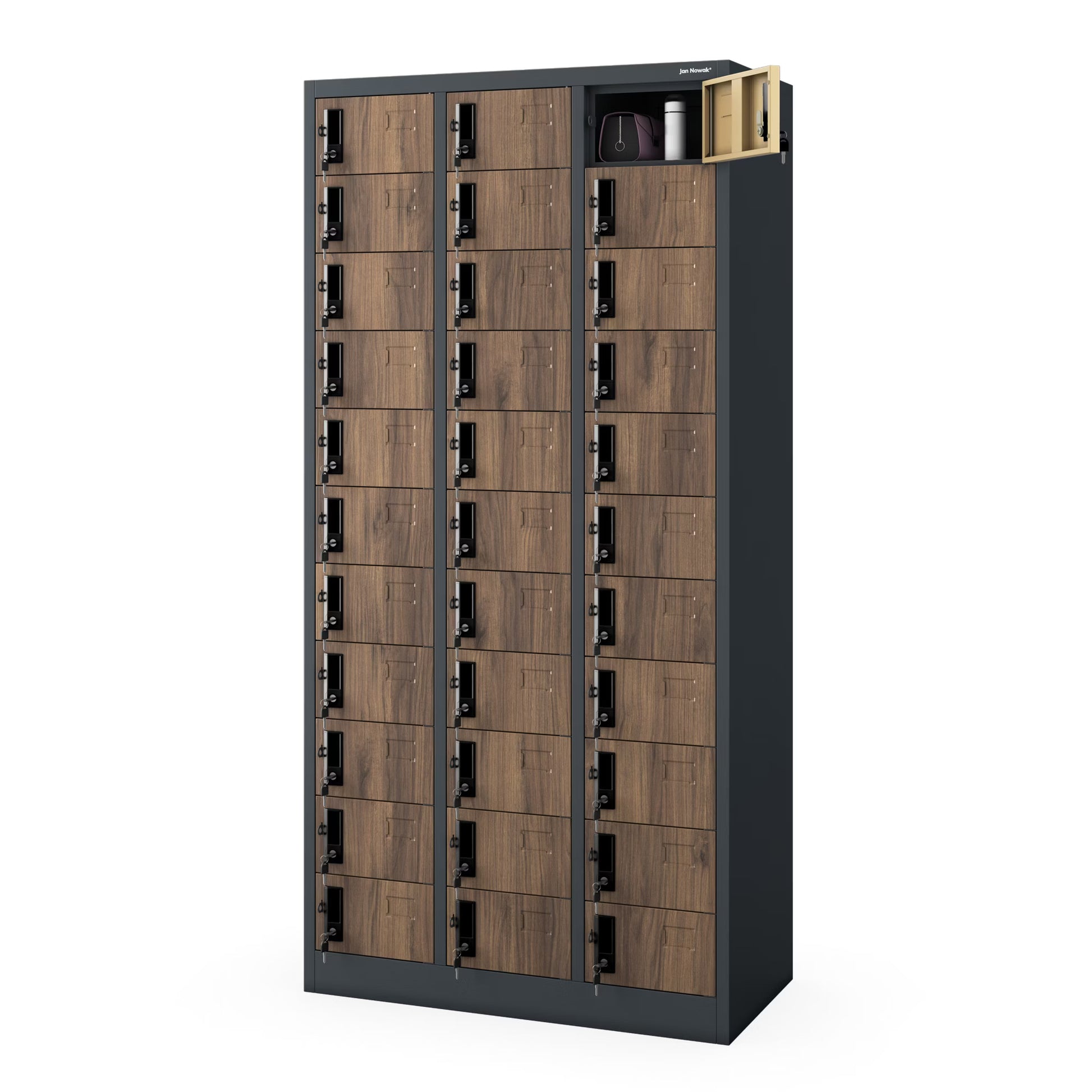 Skapis Oli 90/185/45 cm rieksts/antracīts - N1 Home