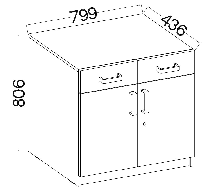 Biroja kumode Stun 81/80/44 cm ozols/pelēks - N1 Home