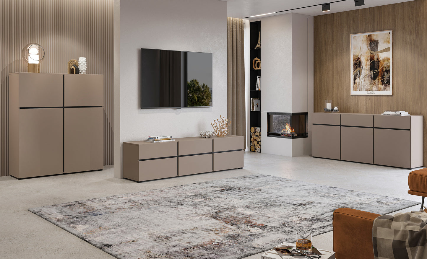 Kumode Kruzat 119/139/40 cm bēšs