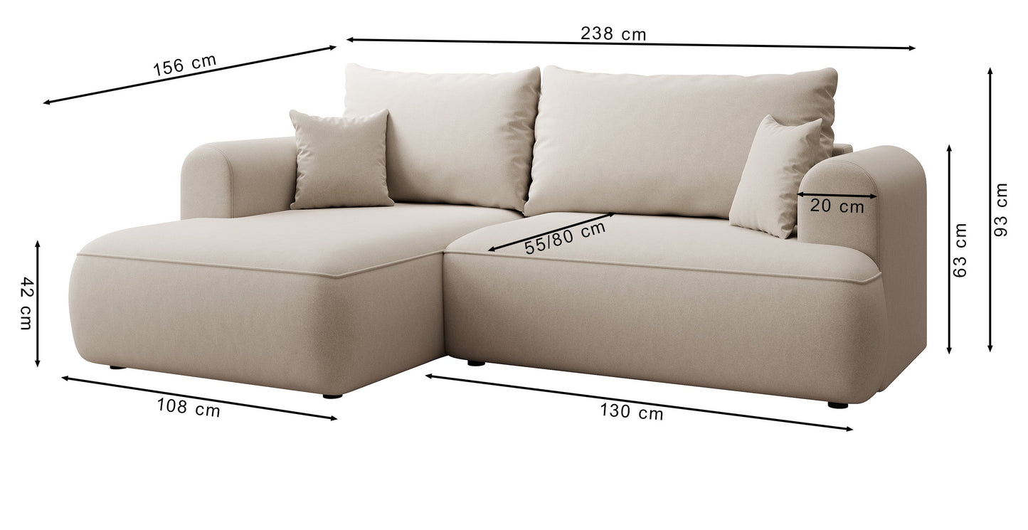 Dīvāns Ovors mini 238/93/156 cm Castel 80 - N1 Home