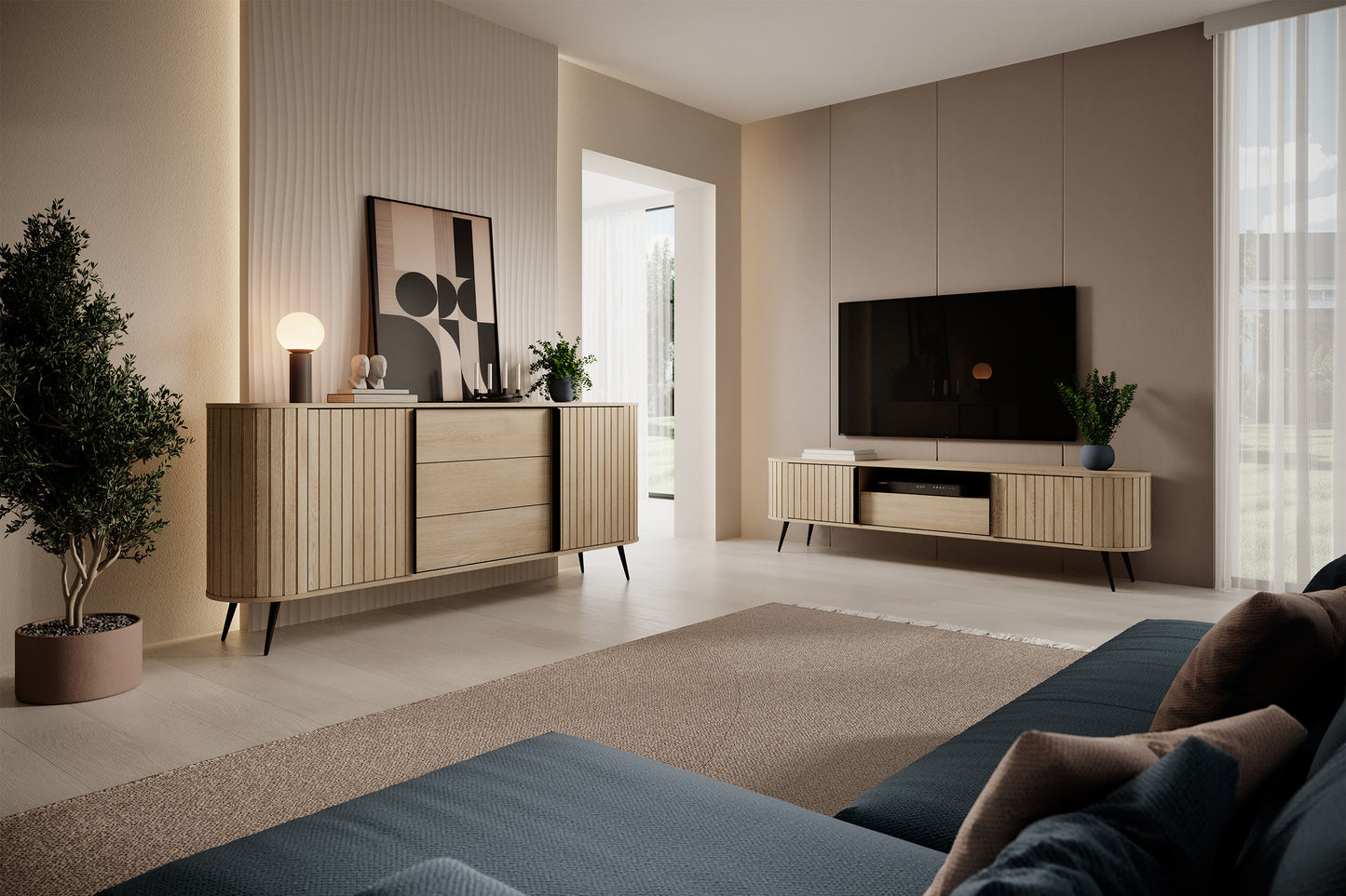 Kumode Lavas 196/81/40 cm Kremonas ozols