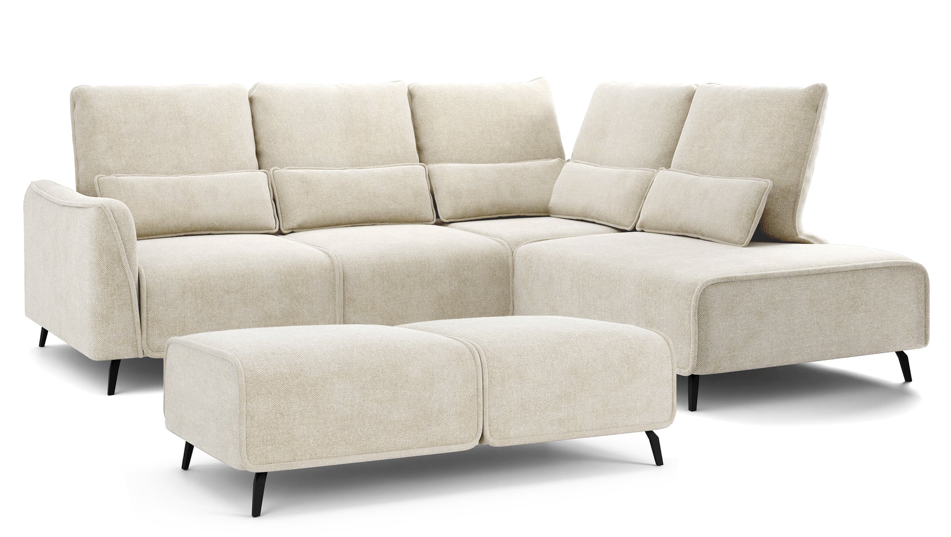 Dīvāns ar pufu Ruma 94/260/208 cm Storm 02 - N1 Home