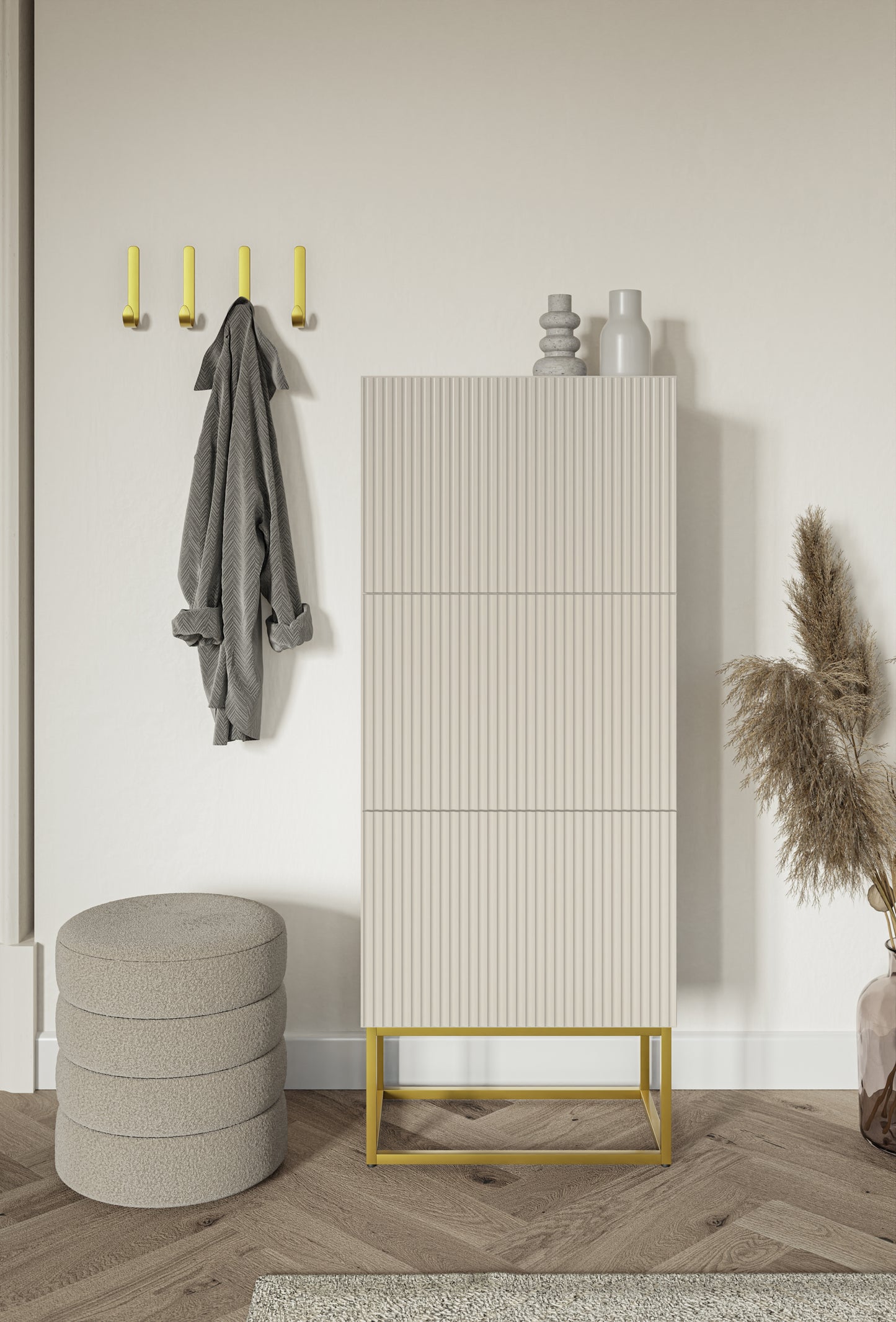 Apavu skapis Velda 50/30/125 cm bēšs/zelts