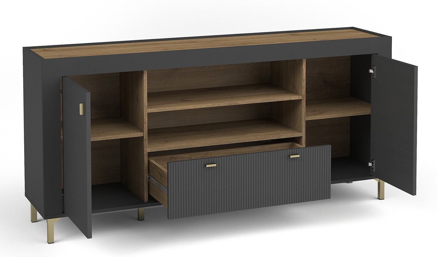 Kumode Lamos 170/77/38 cm melns/zelts