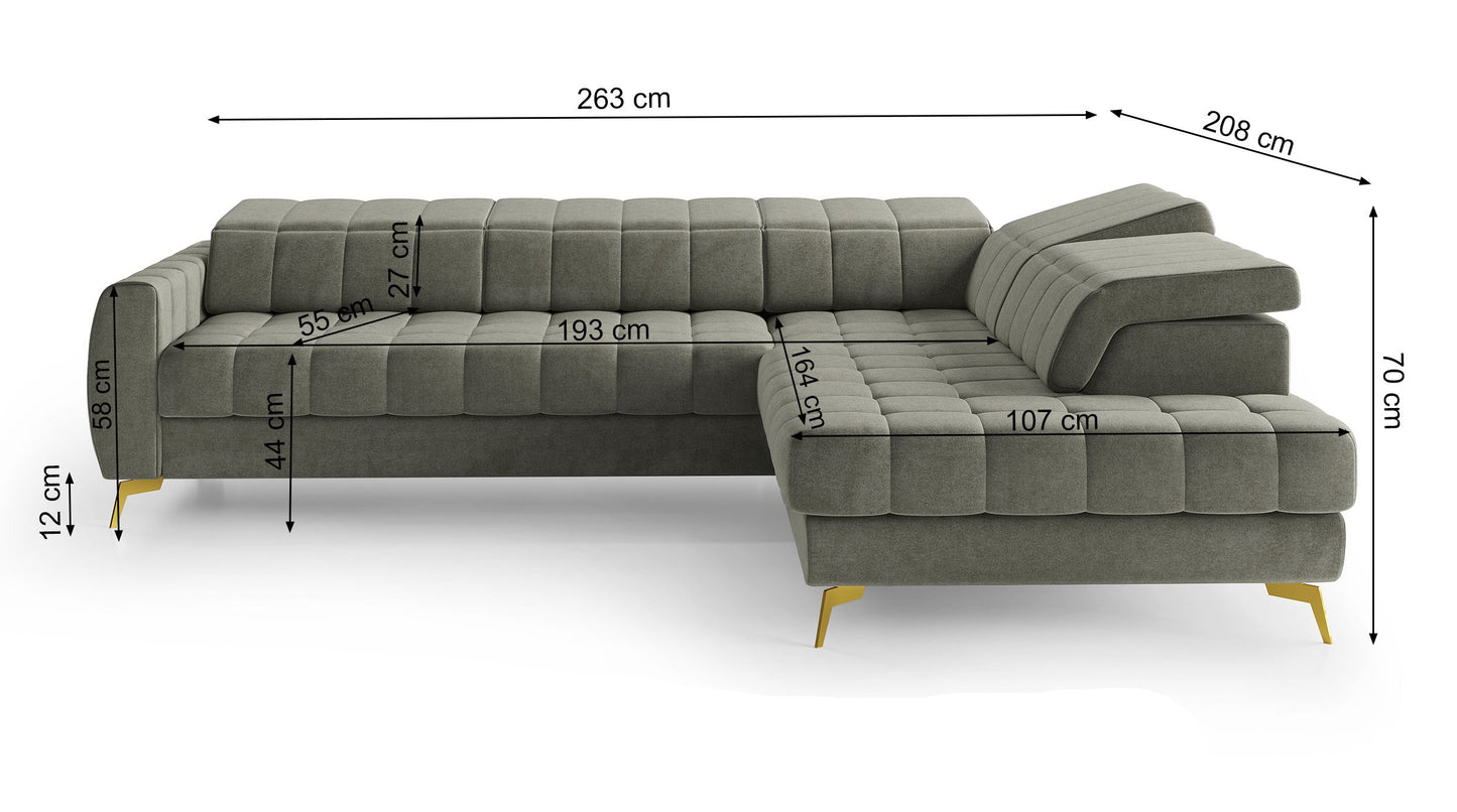 Dīvāns Perso 70/263/208 cm Castel 80 - N1 Home