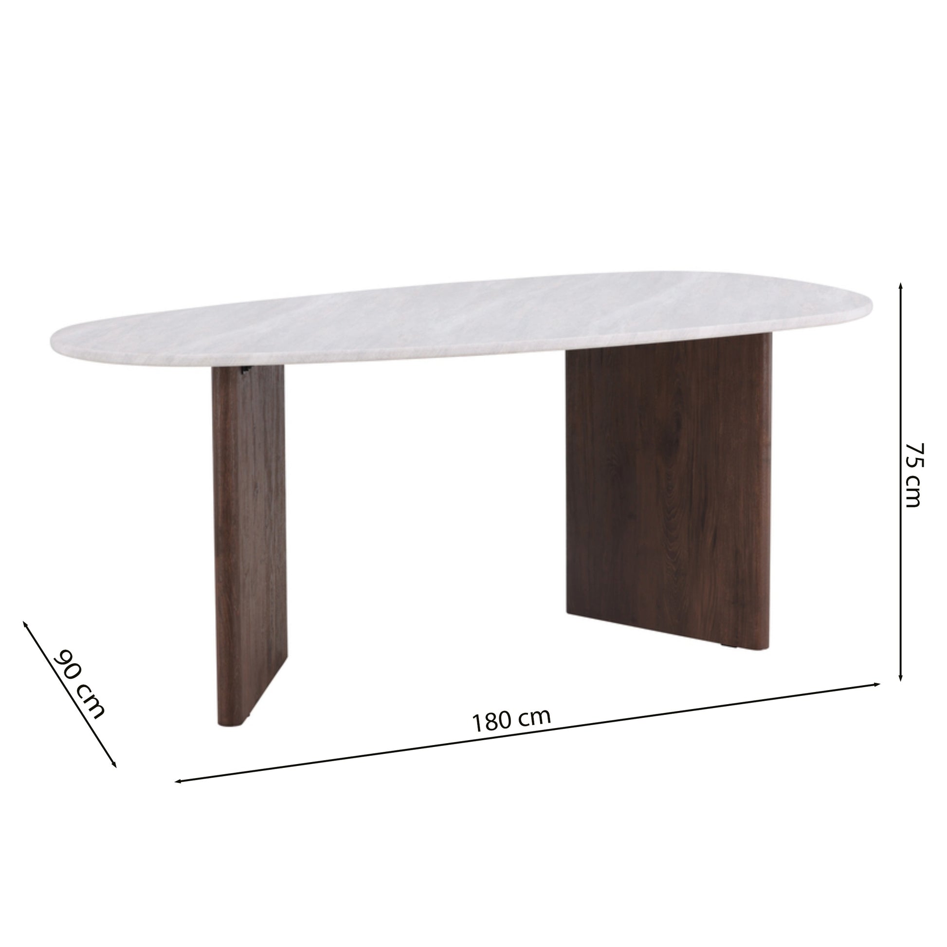 Galds 180/90/75 cm moka/off balts - N1 Home