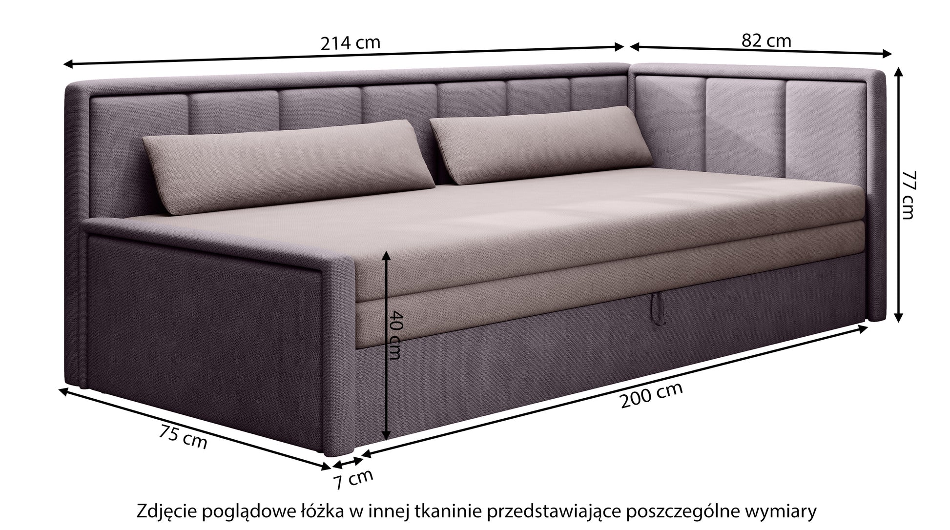 PRIL Jauniešu gulta ar konteineru, pelēka/melna , kreisa/laba puse - N1 Home