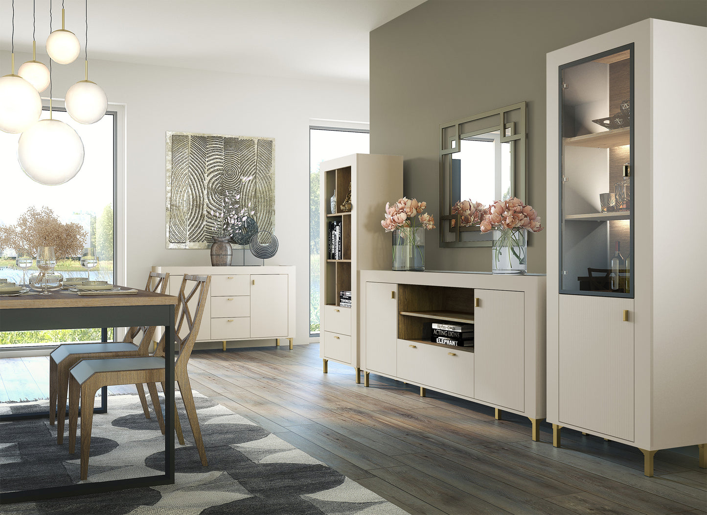 Kumode Lamos 170/77/38 cm bēšs/zelts