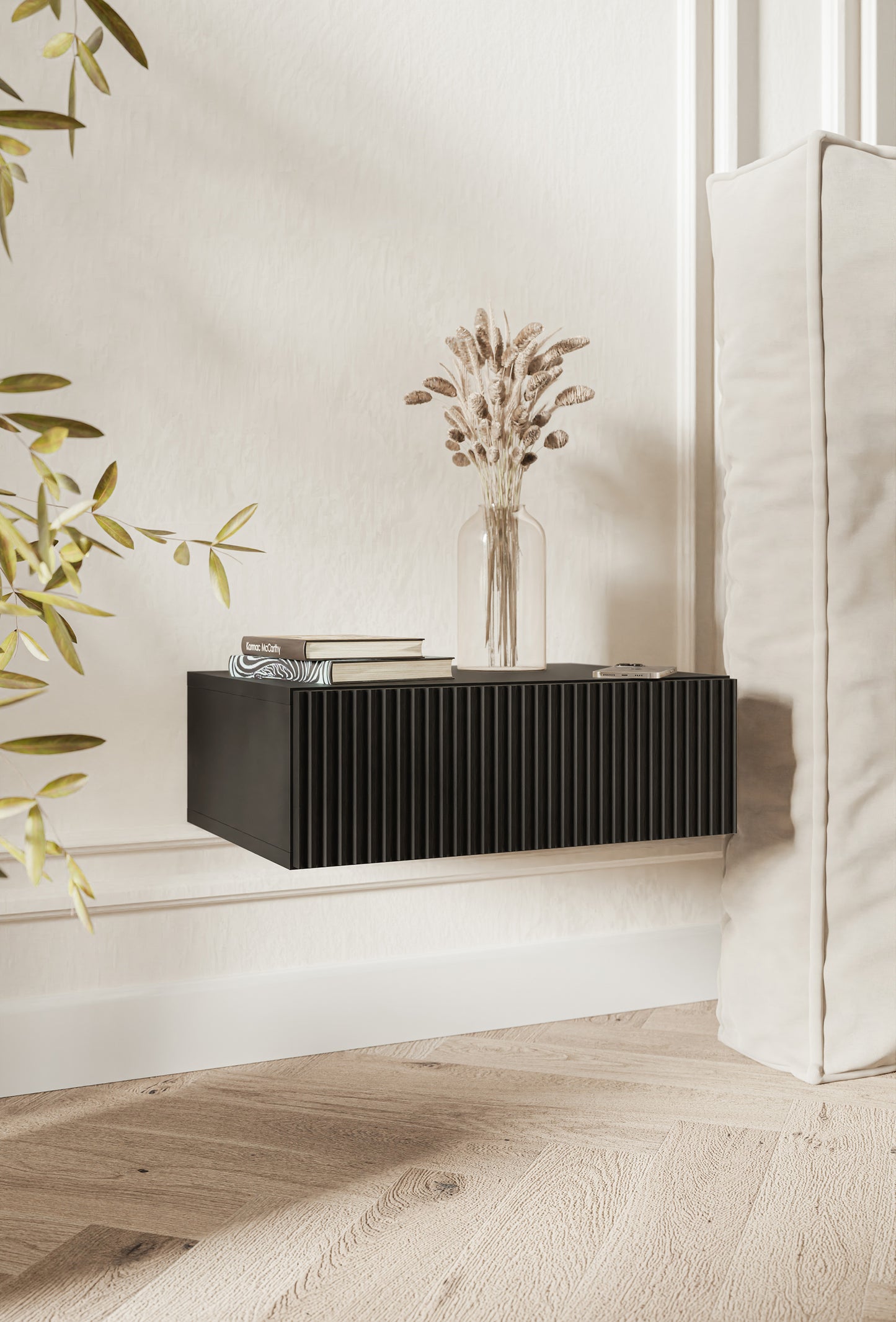 Naktsskapis Velda 50/17/35 cm melns - N1 Home