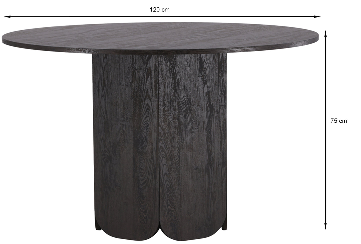 Galds Velaj 120/120/75 cm melns ozols