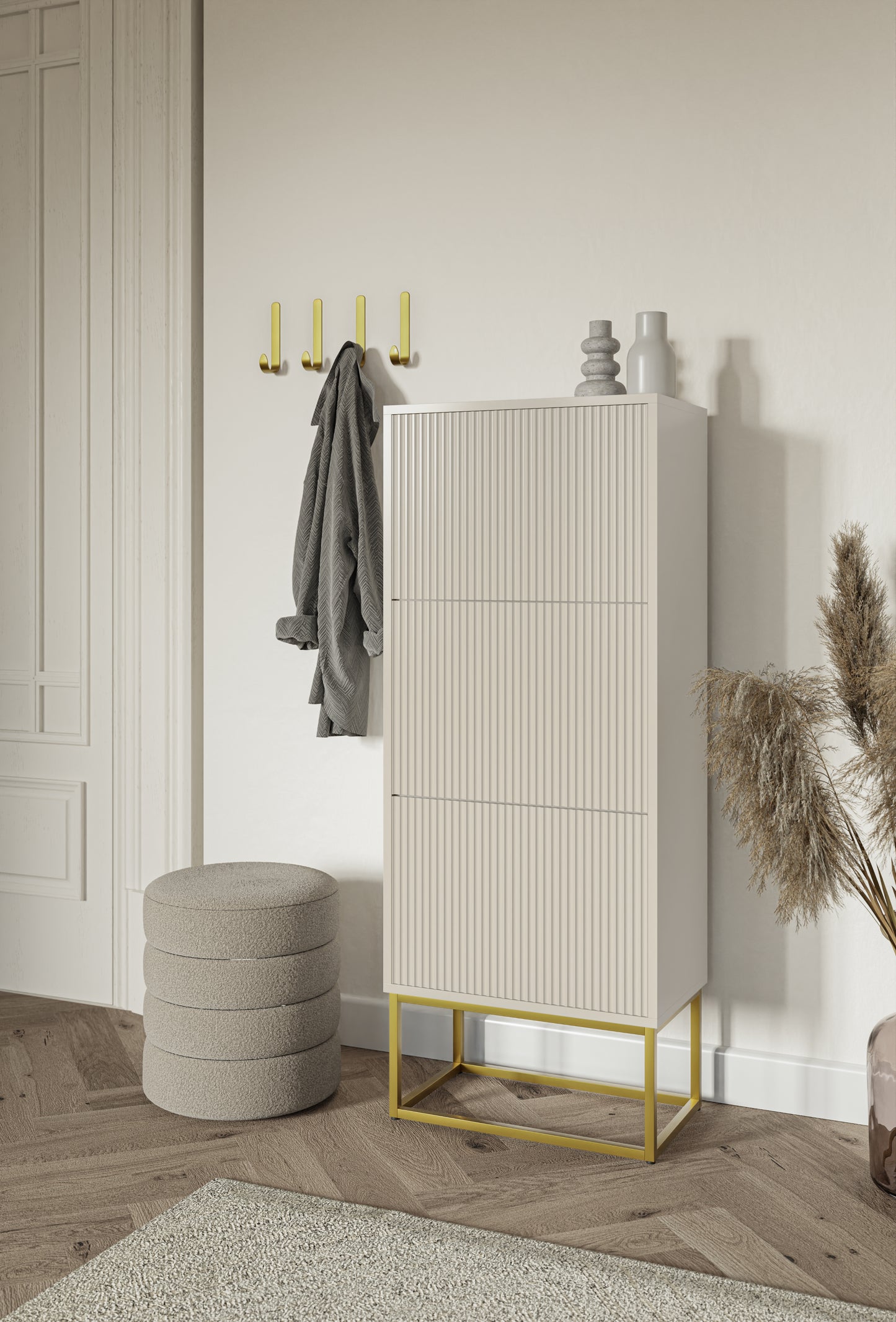 Apavu skapis Velda 50/30/125 cm bēšs/zelts