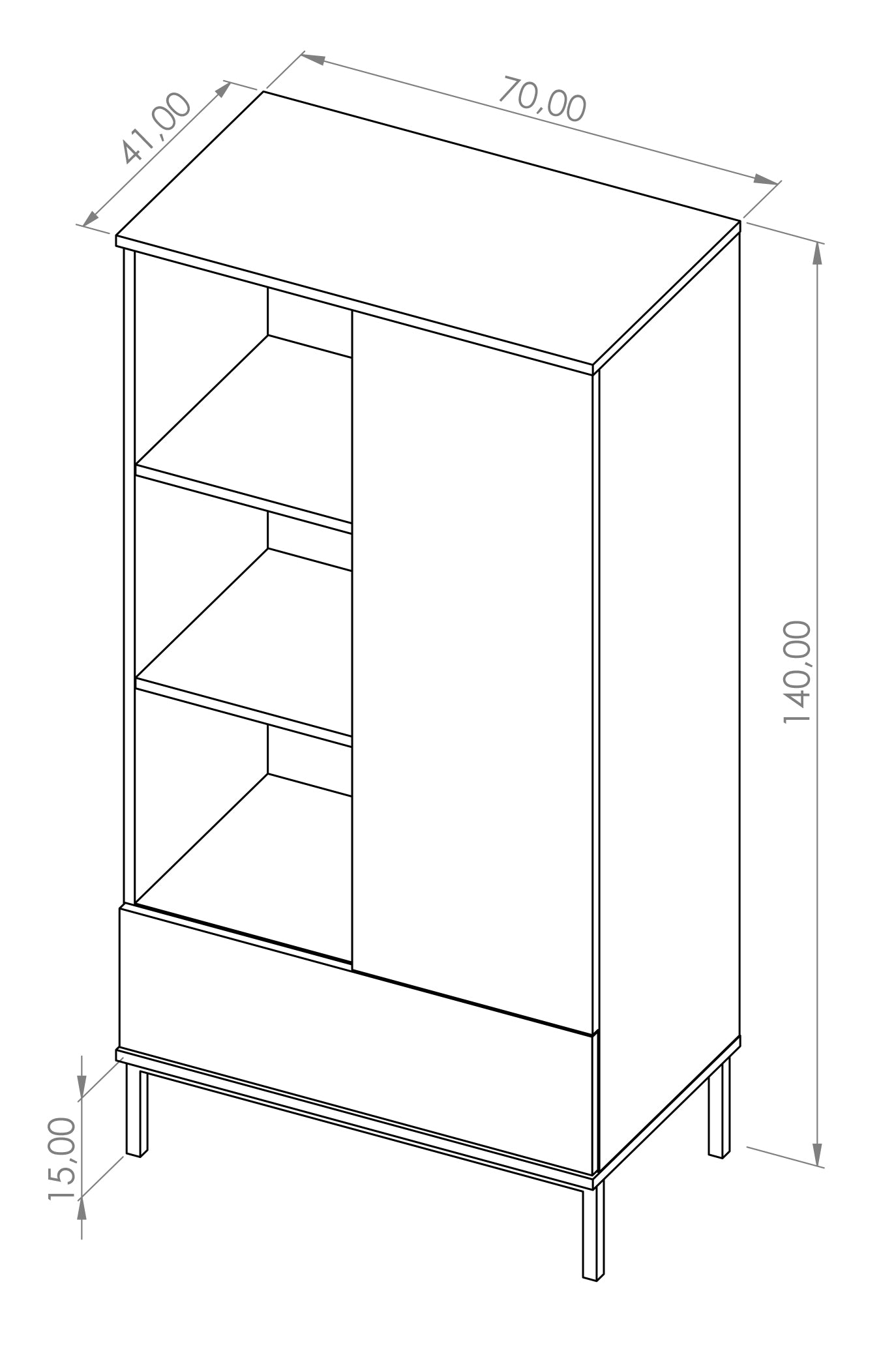 Skapis Polka 140/70/41 cm melns - N1 Home