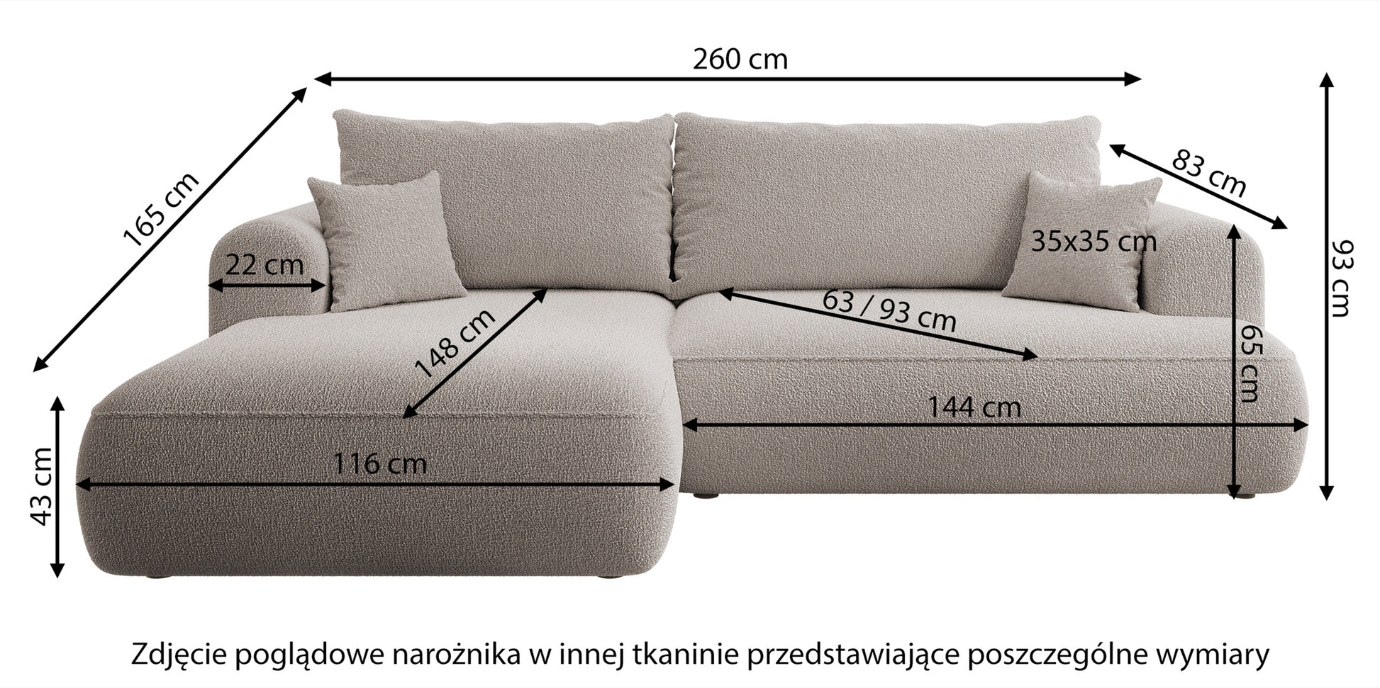 AVA Stūra dīvāns ar miega funkciju L-veida gaiši pelēks  polsterējums, laba puse - N1 Home