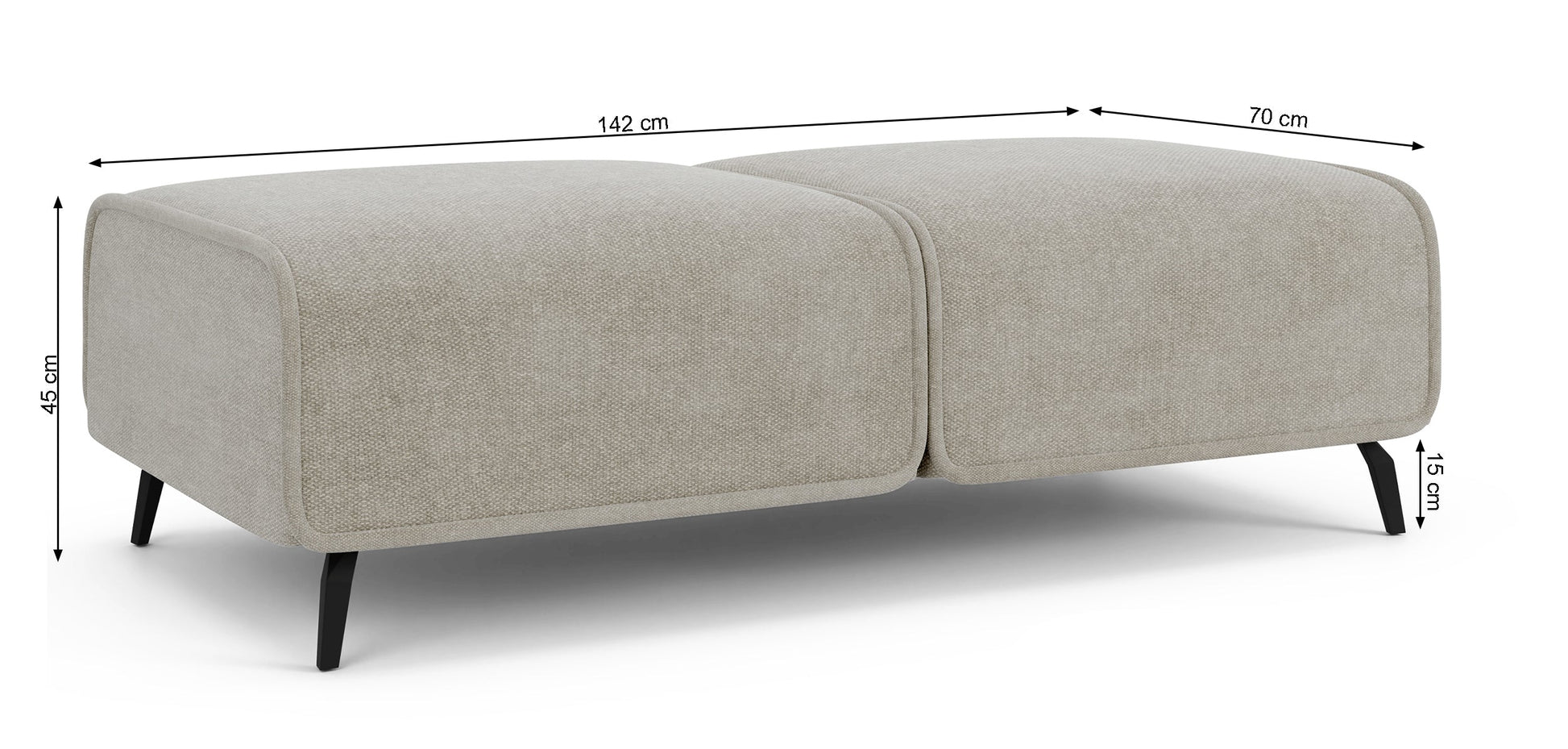 Dīvāns ar pufu Ruma 94/260/208 cm Storm 85 - N1 Home