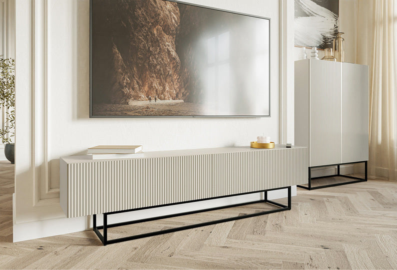 TV skapis Velda 175/46/31 cm bēšs/melns