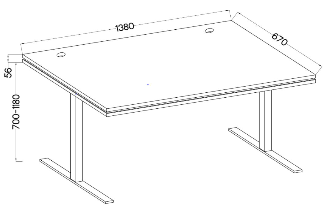 Biroja galds Stun 138/67/70-118 cm ozols - N1 Home