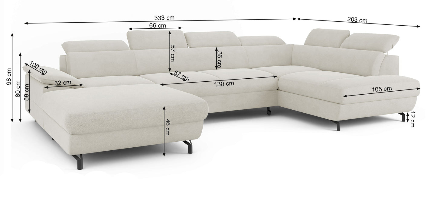 Dīvāns Lamigo U 80/333/203 cm Castel 04