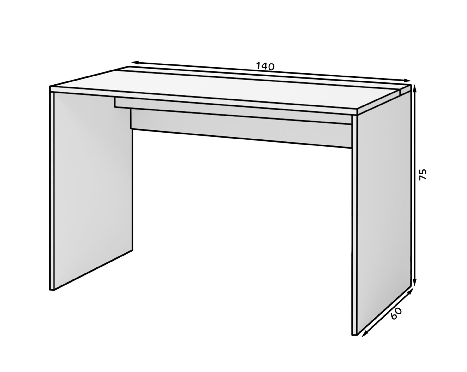 NIPONO Rakstāmgalds 120 cm / 140 cm  ar uzglabāšanas vietu, melns - N1 Home