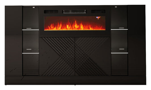 Kumode ar elektrisko kamīnu Dalika 160/90/35 cm melns