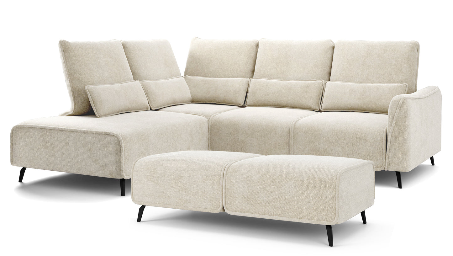 Dīvāns ar pufu Ruma 94/260/208 cm Storm 02 - N1 Home