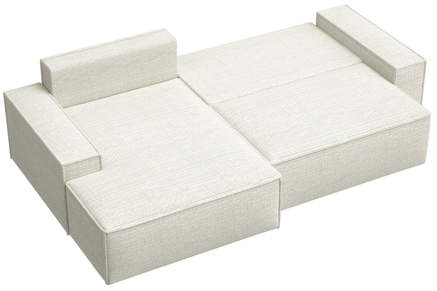 REFESE L-veida dīvāns ar gulēšanas funkciju un glabāšanas kasti, gaiši pelēks šenils, kreisa puse Cremona 01 - N1 Home