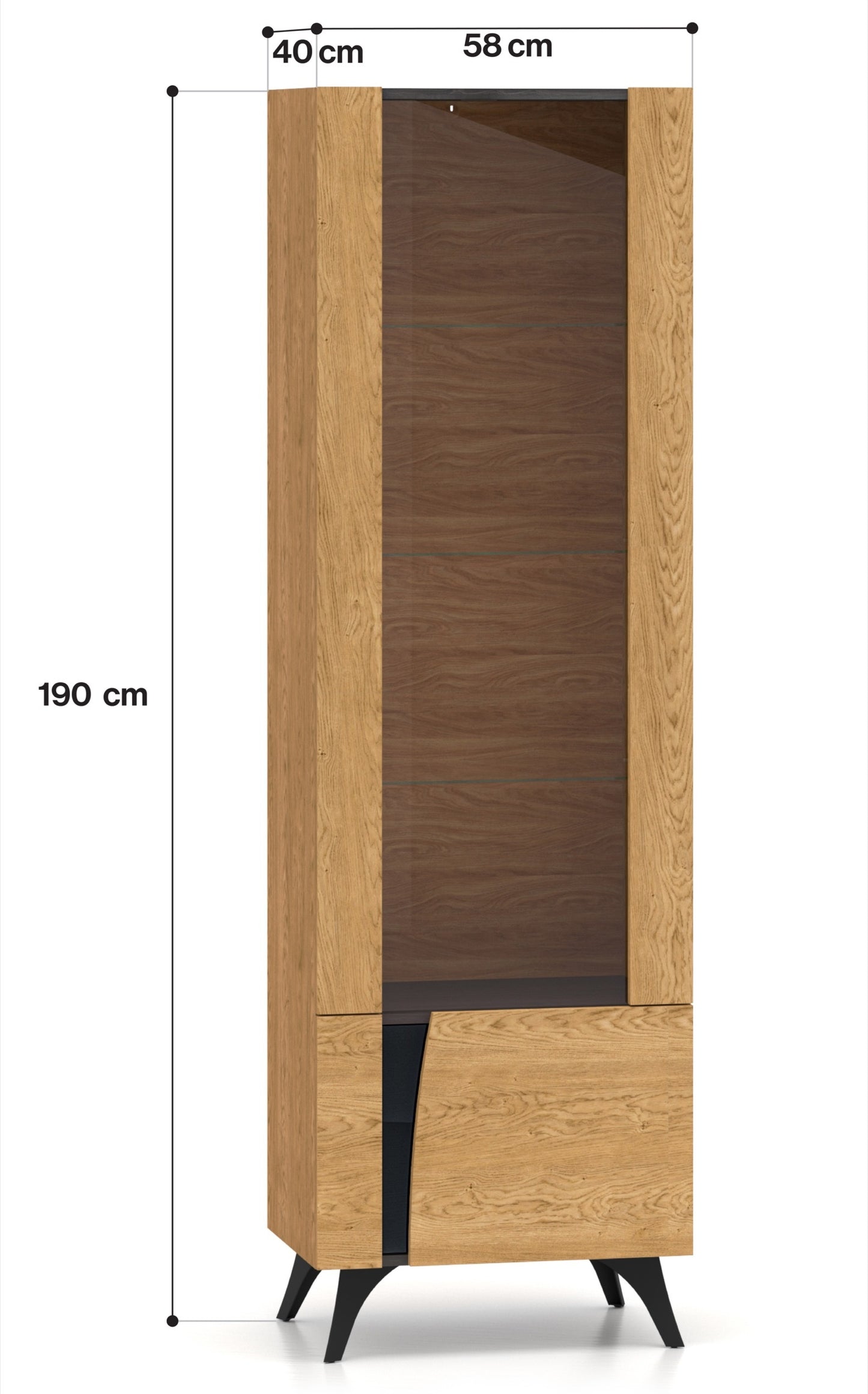 Skapis Toskana 189/57/38 cm ozols/melns