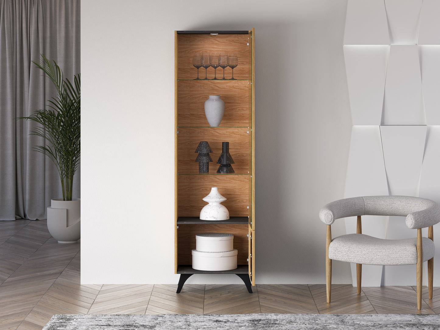 Skapis Toskana 189/57/38 cm ozols/melns